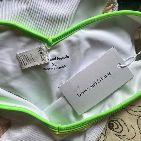 Lovers + Friends Let it Go bikini bottoms white green Revolve swimsuit Sz XL - Picture 4 of 8